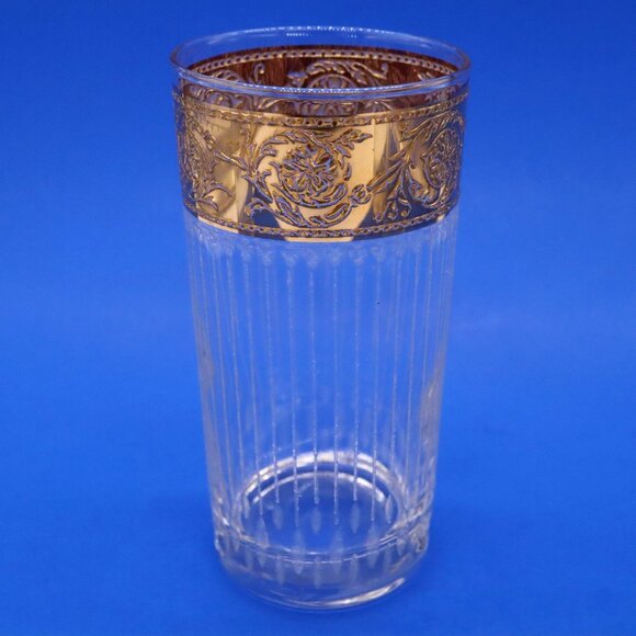 Set Of 4 Culver Tyrol 22K Gold Highball Tumbler Etched Glasses Vtg 60's MCM - Picture 2 of 6
